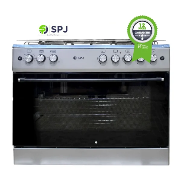Cuisinière a Gaz - 5 feux - SPJ - FSG906-PG - 90 x 60 cm - Grand four grill - Gris - 6 Mois