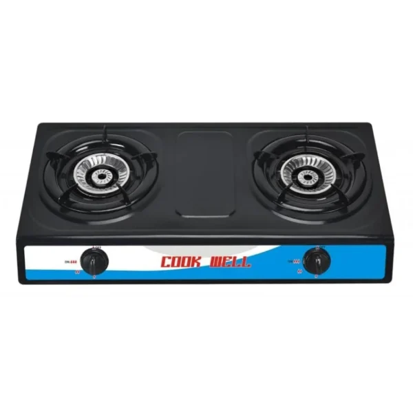 PLAQUE A GAZ 02 FOYERS AUTOMATIQUE COOK WELL EN INOX ,NOIR - 3 mois Garantie