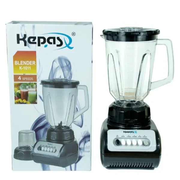 Blender/Mixeur Avec Contrôle de Vitesses Multiples - KEPAS - K-1011 - 250W - 1,5L - 2 Bols Plastique - Noir - 1 mois