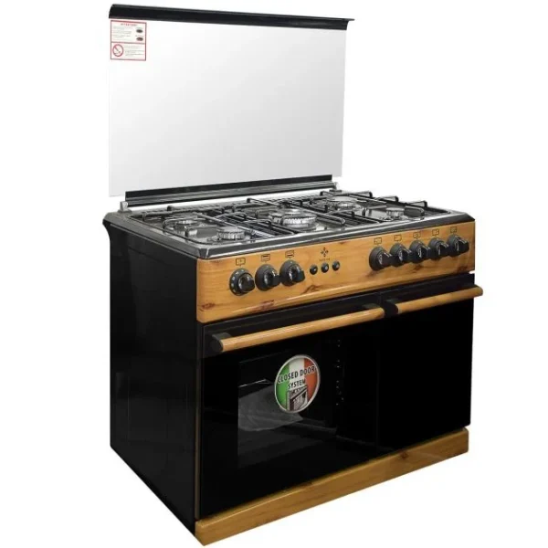 Cuisinière à Gaz Belle Vie - 5 feux - Port bouteille à Gaz - 60 x 90 cm - Bois/Noir - Garantie de 6 Mois - Image 4