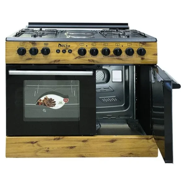 Cuisinière à gaz - DELTA SHINE LINE -DSO-609SLIXBL- 4 Feux + 2 Plaques chauffantes - Avec allumage électrique et automatique - 60 x 90 cm - Noir - Garantie 6 Mois