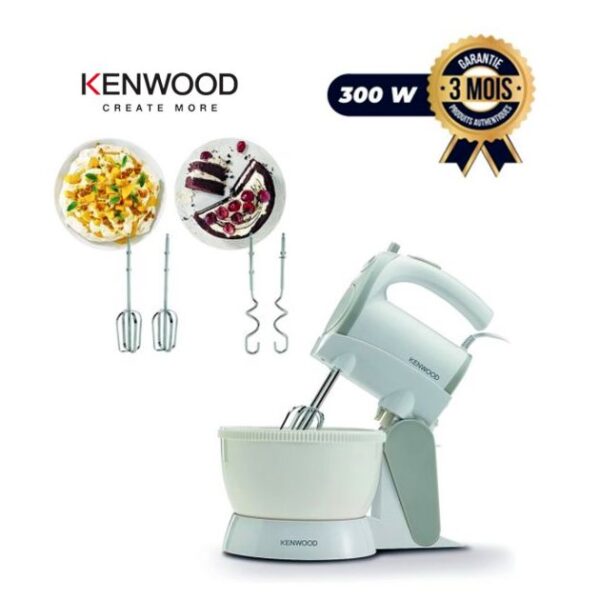 Batteur/Mélangeur sur Socles et à main - 300 watts - KENWOOD - HMP22.000WH - Bol rotatif 2,4 Litres - Blanc/Gris - Garantie 3 Mois