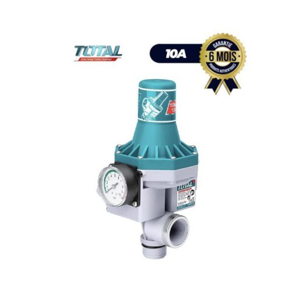Contrôleur De Pression Automatique - TOTAL TWPS102 - 10Bar 10A, IP65 avec jauge - Garantie 06 mois