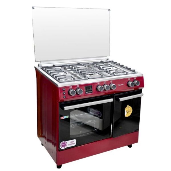 Cuisinière SIGNATURE - 5 Foyers - 60 x 90 cm - Inox - Rouge - Garantie 6 Mois