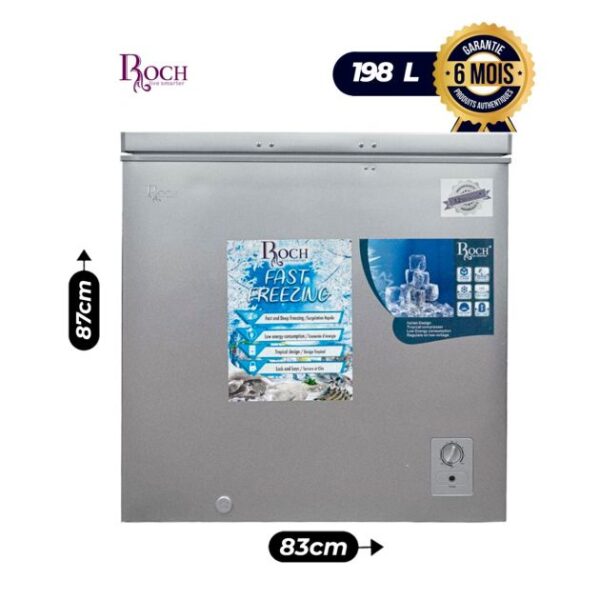 Congélateur Coffre - ROCH - RCF-250-E - Économique - 198 Litres - Gel Rapide - R600a - Gris - Garantie 6 mois - Image 3
