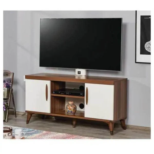 Meuble TV - Retro 120 - Bois importé - Blanc - 6 mois
