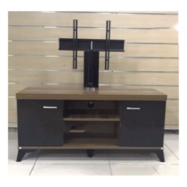 Meuble TV + Support - ORION - PC2-120 - Bois Traité- Vitrée - Noir - Marron