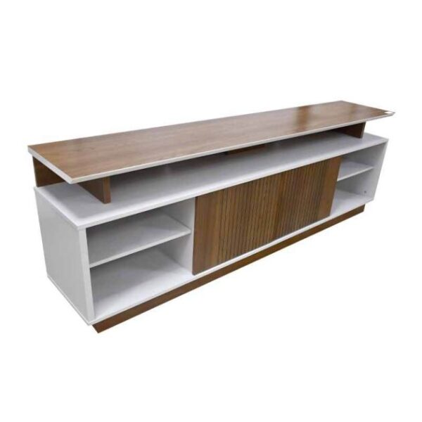 Meuble Tv - LEBLON - LN210311 - Bois importe - 2 mètres - Pour téléviseurs jusqu'à 70 pouces - Blanc /Marron