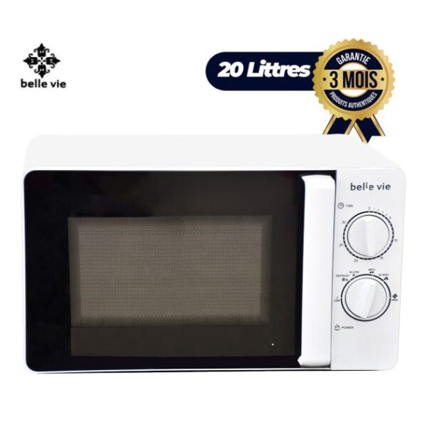 Micro onde à contrôle mécanique - Belle Vie - 20 Litres - 700 watts - BVMC21 - Blanc - Garantie 3 mois