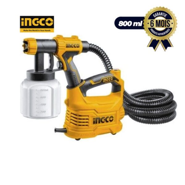Pistolet à peinture électrique portable HVLP - INGCO SPG5008 - A base de sol - 550W - 800 ml - 6 Mois