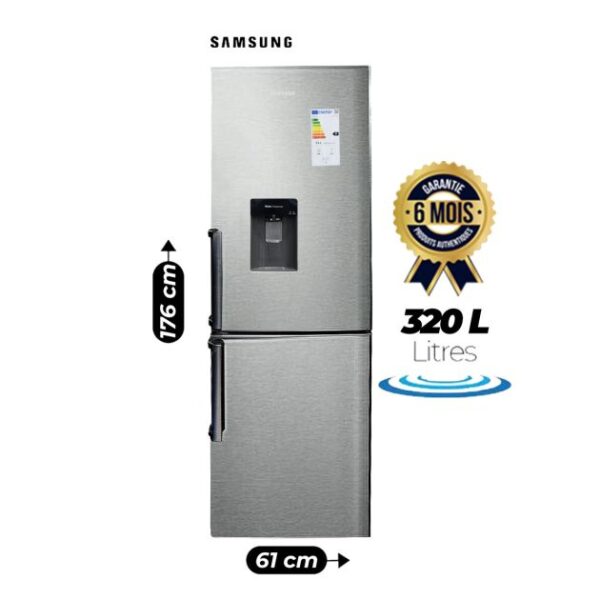 Réfrigérateur combiné - SAMSUNG - RB30J37 - No Frost avec distributeur d'eau - 320 L - Gris - Garantie 6 Mois