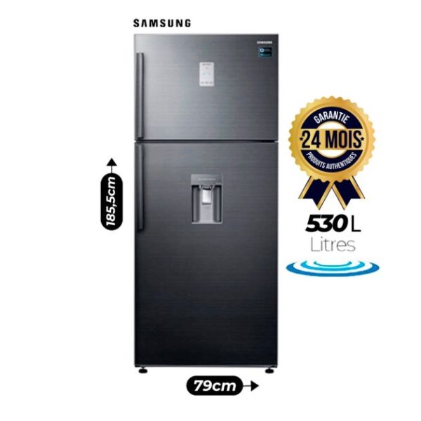 Réfrigérateur double battant SAMSUNG - RT67K6541BS - 530 Litres - Nofrost A+ - Avec distributeur d'eau - Verre noir - Garantie 24 mois