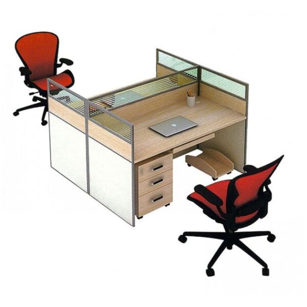 Station de Travail 2 postes - Table de bureau - ST-D6302 - Marron